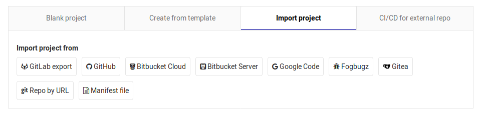 Import options for GitLab projects