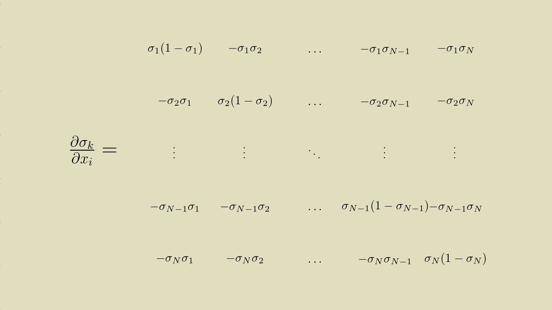 softmax Jacobian, expanded